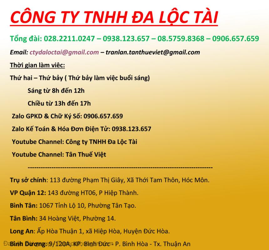 lien he cong ty tnhh da loc tai