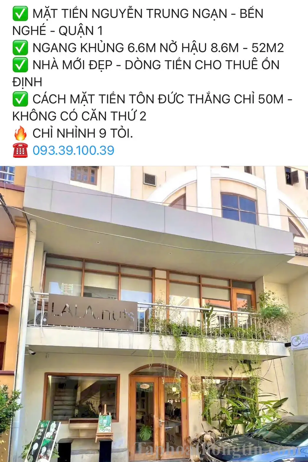 Bán nhà mặt tiền trung tâm tphcm. Ngang lớn, nhà đẹp, sổ vuông, kinh doanh tốt, chỉ từ 9 tỷ. LH: 0933910039
