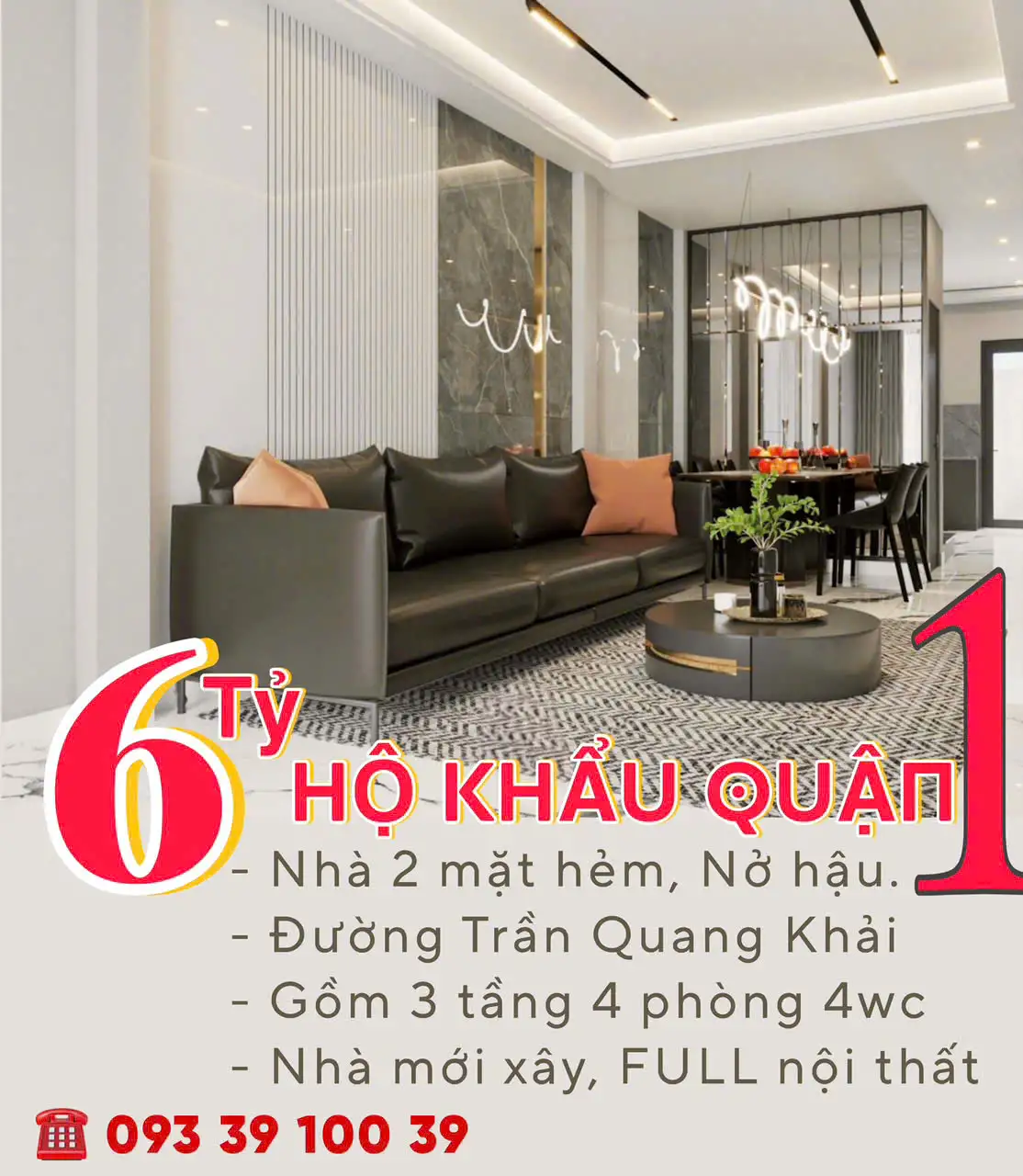HÀNG HIẾM Q.1, cách đường Trần Quang Khải 30m,Nhà 3 Tầng, 4 Phòng mới xây giá iu thương nhỉnh 6 tỷ. LH: 0933910039