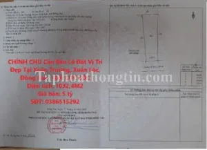 CHÍNH CHỦ Cần Bán Lô Đất Vị Trí Đẹp Tại Xuân Trường, Xuân Lộc, Đồng Nai – GIÁ CỰC SỐC