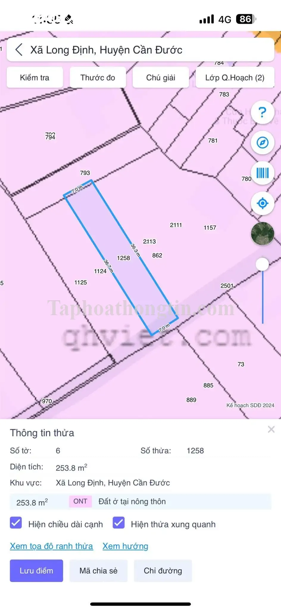 Lô đất thổ cư Long Định (246m²) – Sổ hồng riêng, chỉ 1.55 tỷ cach DT 830B chỉ một căn 4