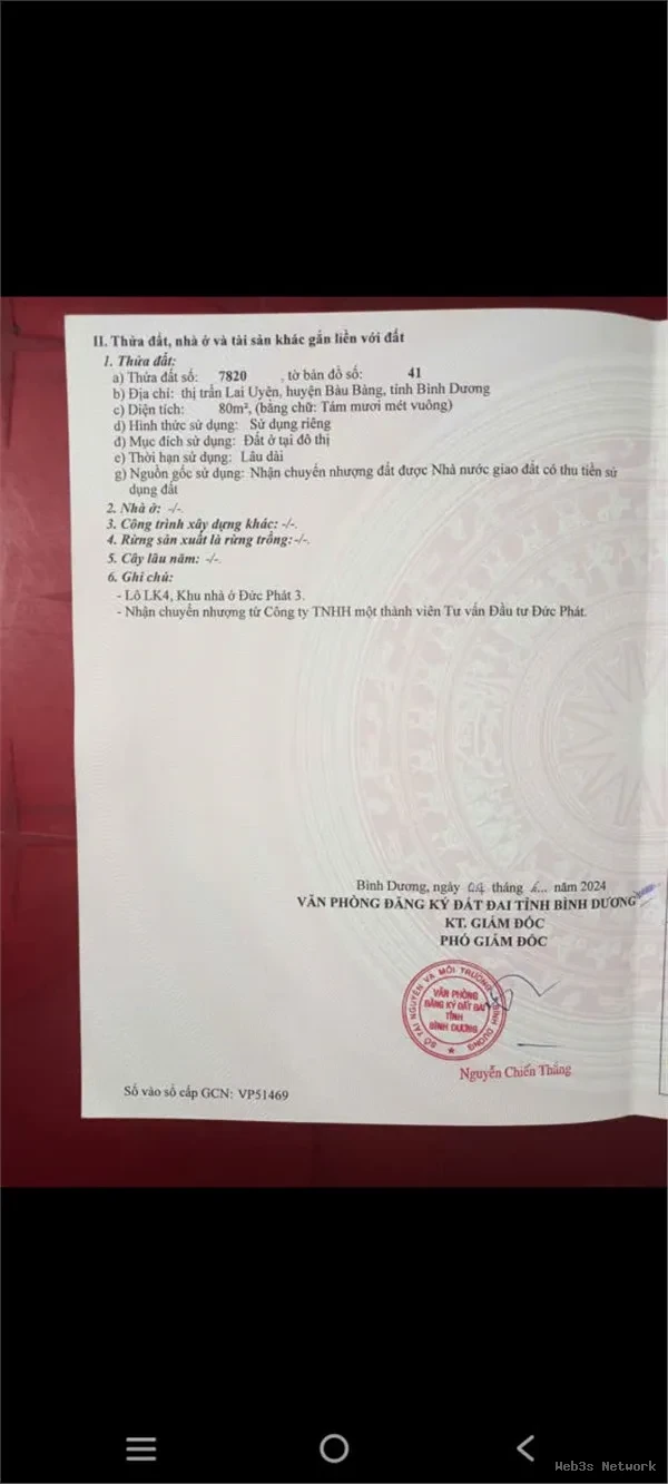 ĐẤT ĐẸP- GIÁ TỐT BÁN NHANH LÔ ĐẤT ĐẦU TƯ LÀ SINH LỜI TẠI TP huyện Bàu Bàng, Bình Dương