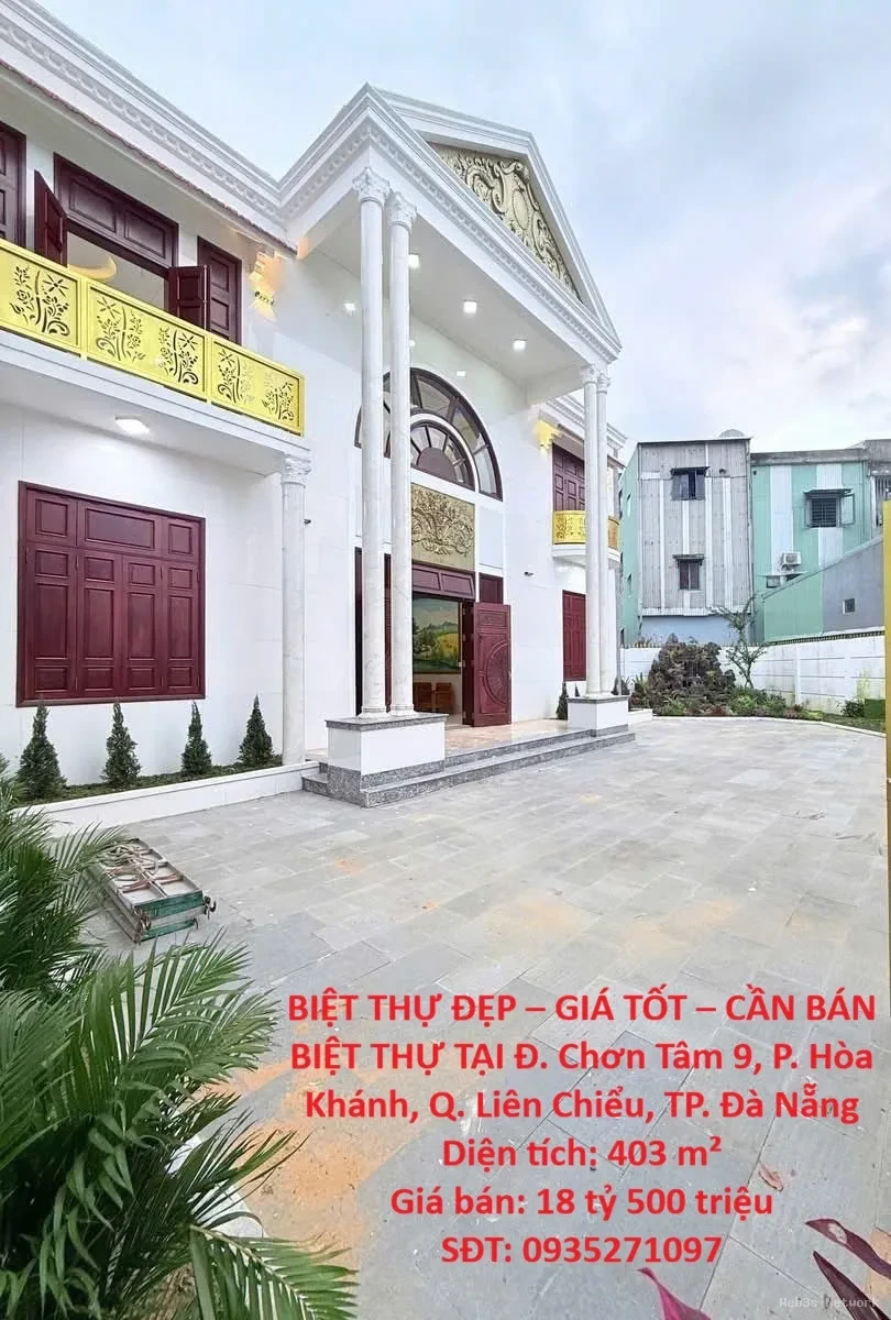 BIỆT THỰ ĐẸP – GIÁ TỐT – CẦN BÁN BIỆT THỰ TẠI Đ. Chơn Tâm 9, P. Hòa Khánh, Q. Liên Chiểu, TP. Đà Nẵng