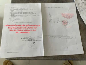 ĐẦU TƯ SINH LỜI – CHÍNH CHỦ CẦN BÁN ĐẤT Tại xã Đông Hiệp, huyện Cờ Đỏ, tp Cần Thơ
