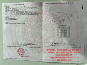 SIÊU HÓT – CHÍNH CHỦ CẦN BÁN ĐẤT VỊ TRÍ ĐẸP Tại Xã CAM PHƯỚC TÂY, CAM LÂM, KHÁNH HÒA