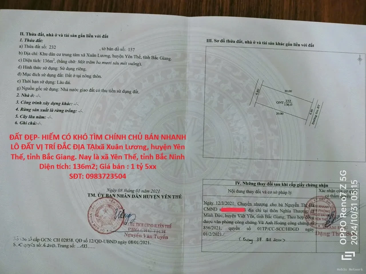 ĐẤT ĐẸP- HIẾM CÓ KHÓ TÌM CHÍNH CHỦ BÁN NHANH LÔ ĐẤT VỊ TRÍ ĐẮC ĐỊA TẠI huyện Yên Thế, tỉnh Bắc Giang