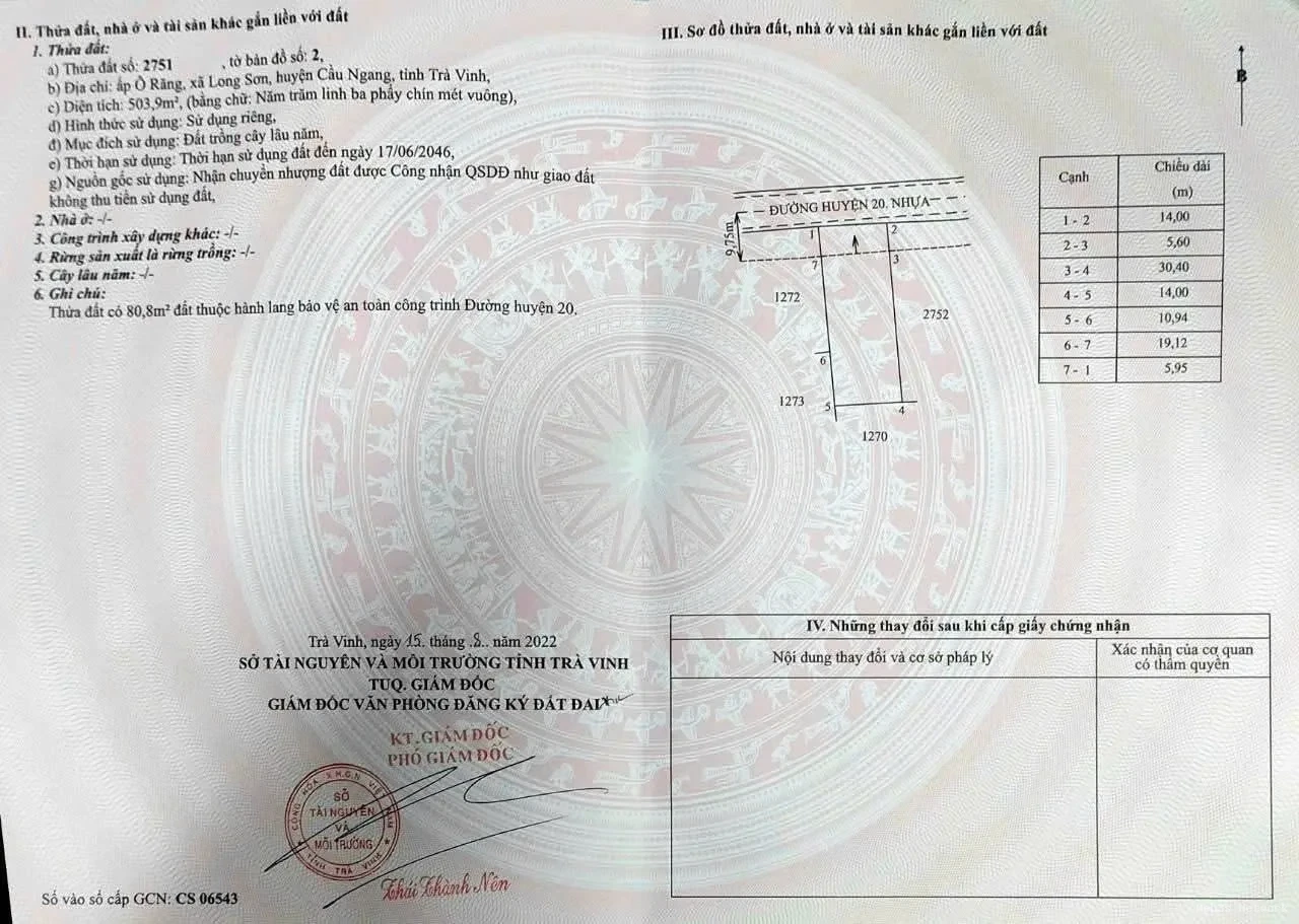 ĐẦU TƯ SINH LỜI – CHÍNH CHỦ CẦN BÁN ĐẤT TẠI Xã Long Sơn, huyện Cầu Ngang, tỉnh Trà Vinh
