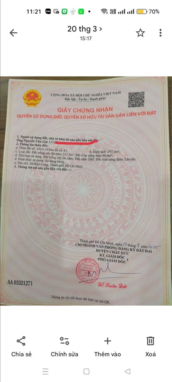ĐẦU TƯ SINH LỜI – CHÍNH CHỦ CẦN BÁN ĐẤT TẠI Xã Kim Long Châu Đức , Bà Rịa Vũng Tàu 4