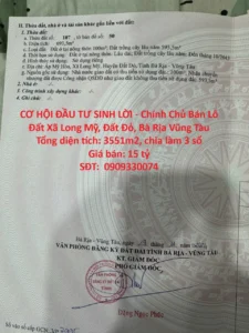 CƠ HỘI ĐẦU TƯ SINH LỜI – Chính Chủ Bán Lô Đất Xã Long Mỹ, Đất Đỏ, Bà Rịa Vũng Tàu