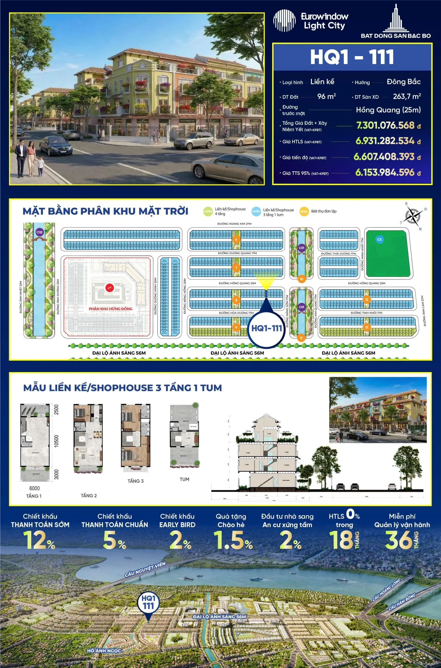SỐC! 5,7 TỶ – SHOPHOUSE 2 MẶT TIỀN 96M2, MT 6M, XÂY 4 TẦNG. CĐT: 09666 343 969