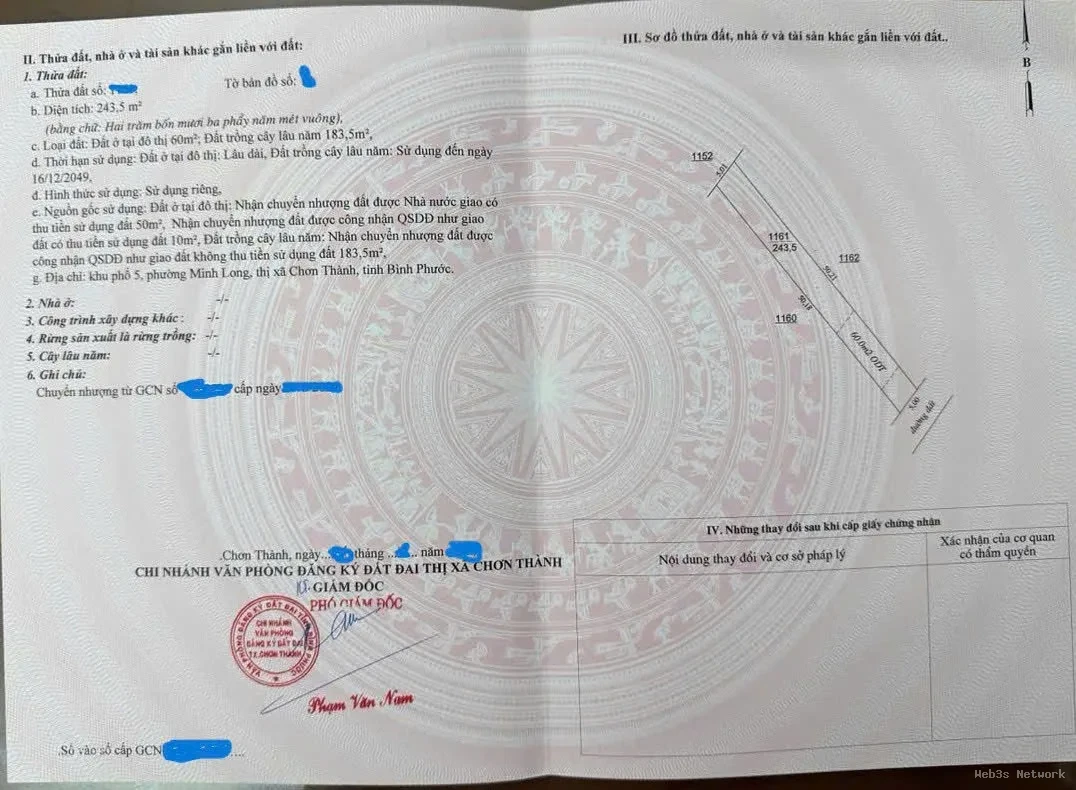 ĐẦU TƯ SINH LỜI – CHÍNH CHỦ CẦN BÁN LÔ ĐẤT Xã Minh Long, Chơn Thành, Bình Phước