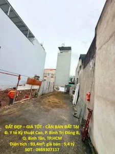 ĐẤT ĐẸP – GIÁ TỐT – CẦN BÁN ĐẤT TẠI Đ. Y tế Kỹ thuật Cao, P. Bình Trị Đông B, Q. Bình Tân, TP.HCM