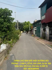 CHÍNH CHỦ BÁN ĐẤT MẶT ĐƯỜNG BÙI PHÙNG – CAM 3, CỔ BI, GIA LÂM, tp Hà Nội