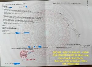 ĐẤT ĐẸP – ĐẦU TƯ SINH LỜI – CHÍNH CHỦ CẦN BÁN LÔ ĐẤT Xã Minh Long, Chơn Thành, Bình Phước