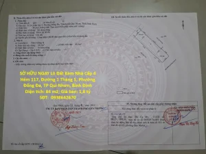 SỞ HỮU NGAY Lô Đất Kèm Nhà Cấp 4 Hẻm 117, Đường 1 Tháng 5, Phường Đống Đa, TP Qui Nhơn, Bình Định