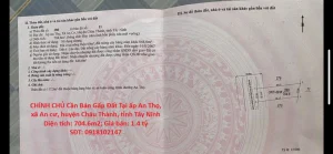 CHÍNH CHỦ Cần Bán Gấp Đất Tại ấp An Thọ, xã An Cơ, huyện Châu Thành, tỉnh Tây Ninh