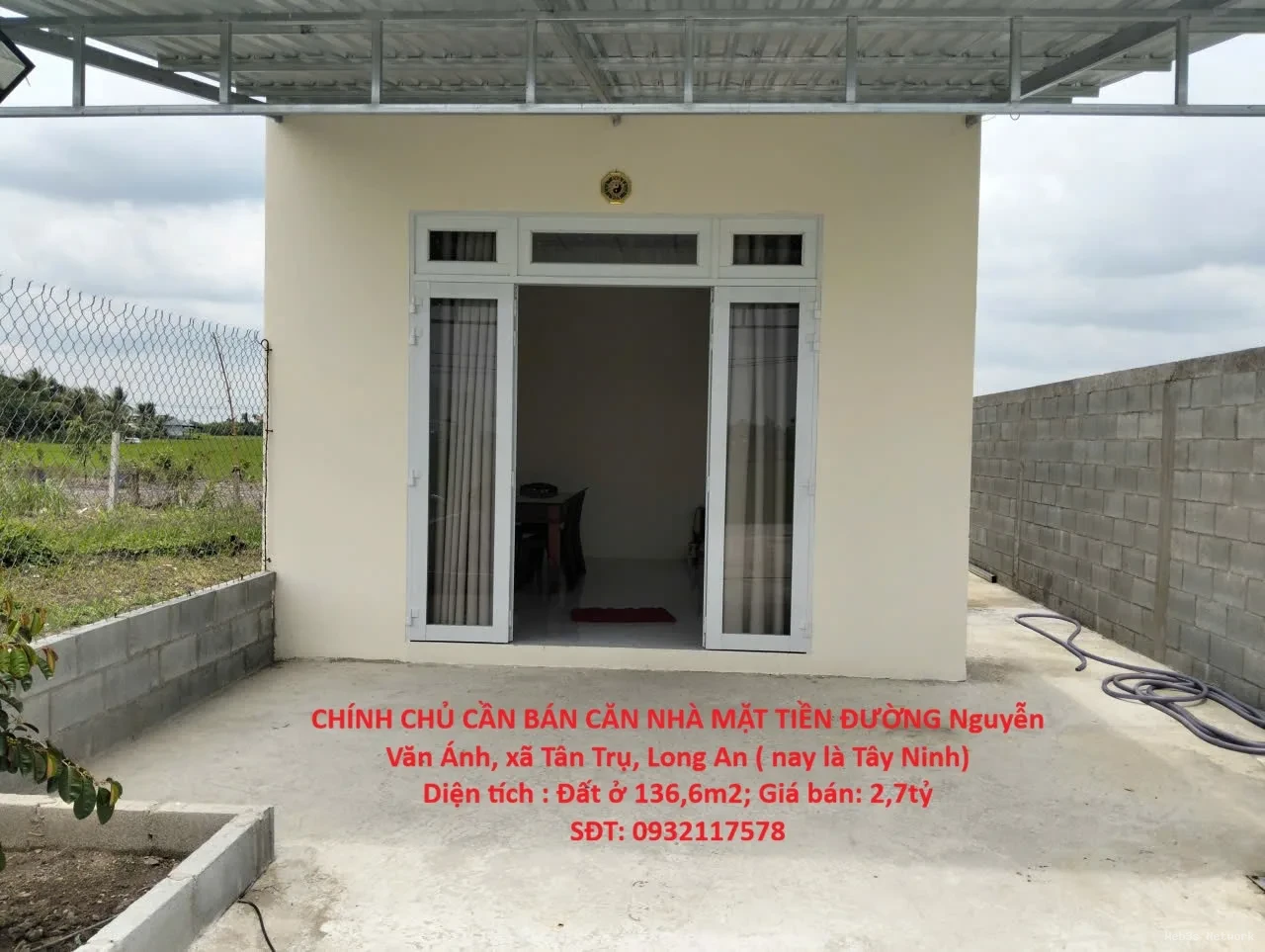CHÍNH CHỦ CẦN BÁN CĂN NHÀ MẶT TIỀN ĐƯỜNG Nguyễn Văn Ánh, xã Tân Trụ, Long An ( nay là Tây Ninh)