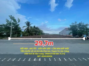 ĐẤT ĐẸP – GIÁ TỐT – GẤP GẤP GẤP – CẦN BÁN ĐẤT MẶT TIỀN QUỐC LỘ 1A thị trấn Phú Lộc, Thạnh Trị, Sóc Trăng