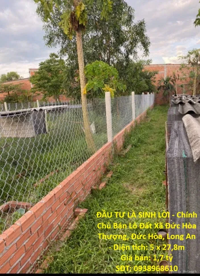 ĐẦU TƯ LÀ SINH LỜI – Chính Chủ Bán Lô Đất Xã Đức Hòa Thượng, Đức Hòa, Long An