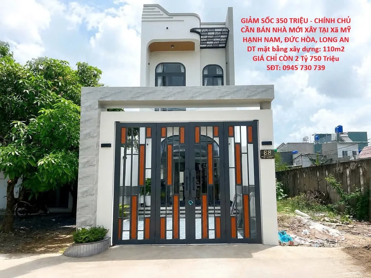 GIẢM SỐC 350 TRIỆU – CHÍNH CHỦ CẦN BÁN NHÀ MỚI XÂY TẠI Xã MỸ HẠNH NAM, ĐỨC HÒA, LONG AN